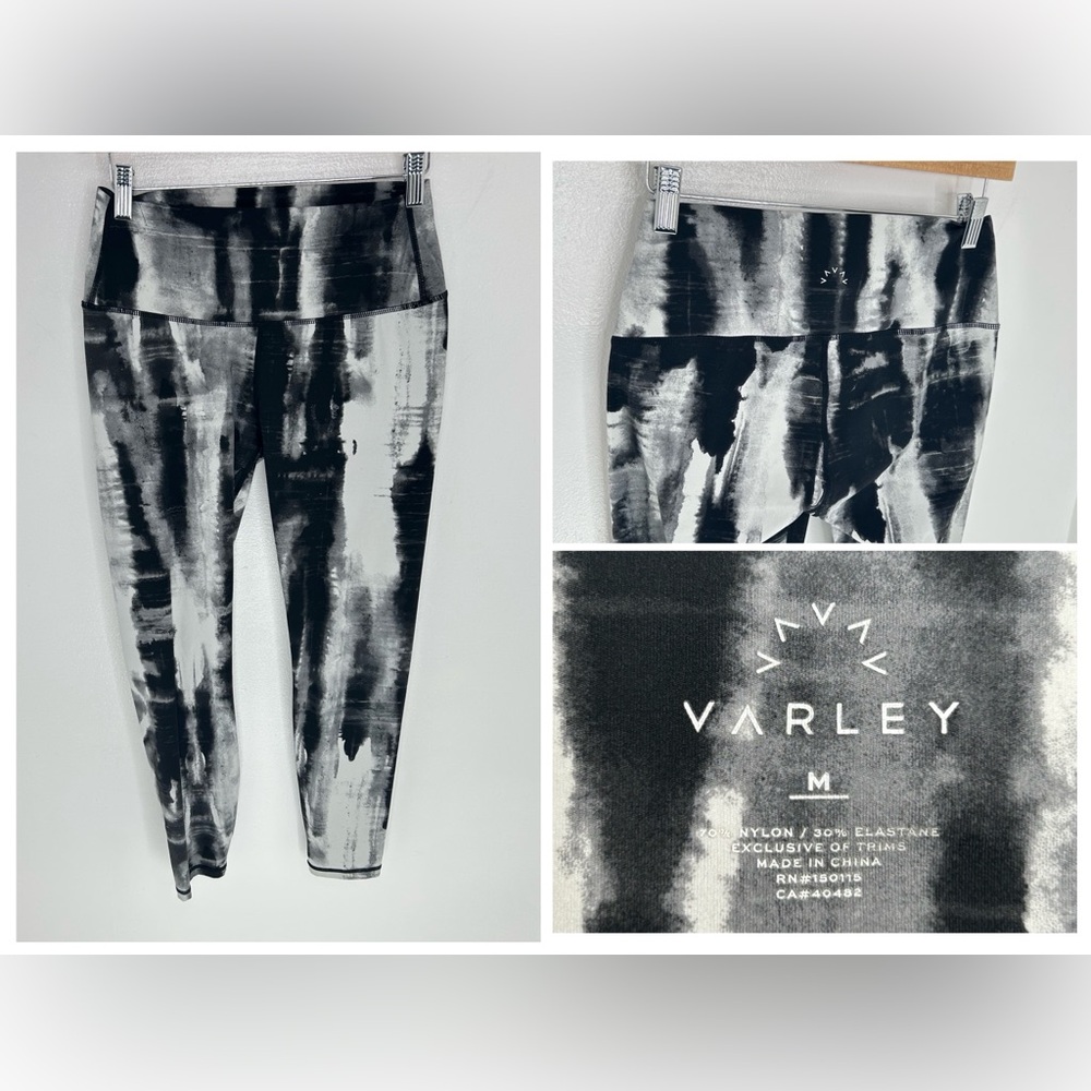 VARLEY Luna Legging Mono‎ Cloud Black White Marble Size Medium Yoga Athleisure